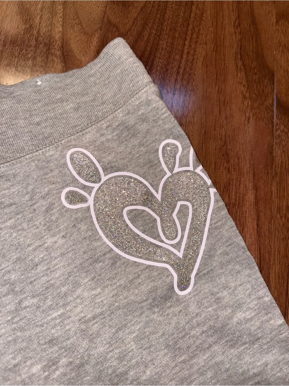 Justice Gray Hoodie & Jogger Set with Pink and Purple Heart Design